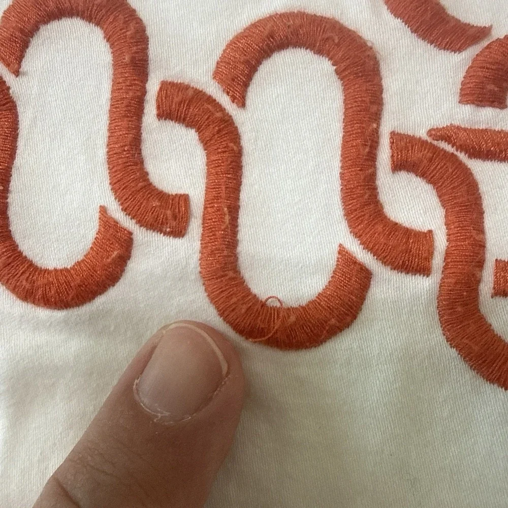 Serena & Lily Duvet Cover White Embroidered Orange Geometric 100% Cotton